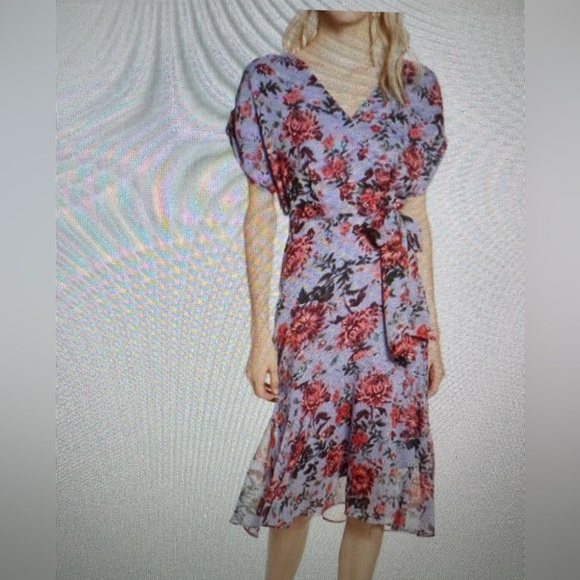 Chelsea28 Dresses & Skirts - Chelsea28 Blue and Purple Wrap Midi Dress with V-Neck